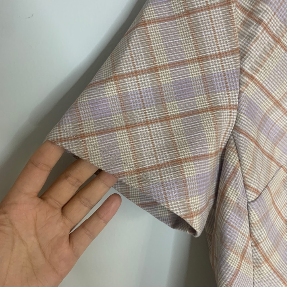 Aritzia Plaid Blouse in Purple and Tan - Picture 3 of 7